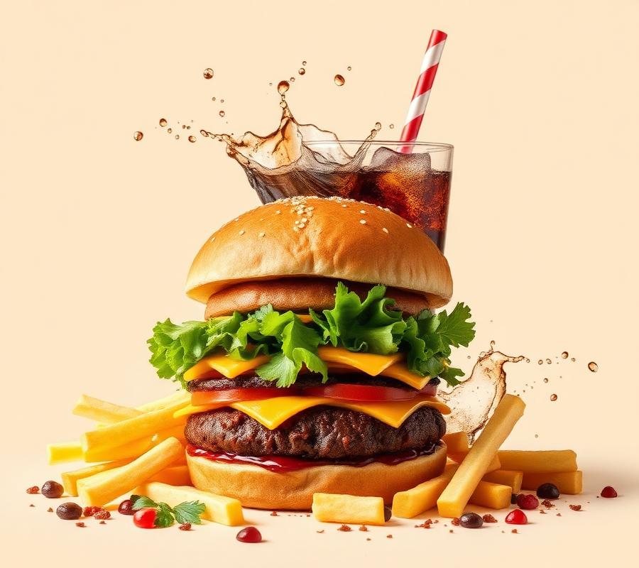 Burger fries and drink combo
