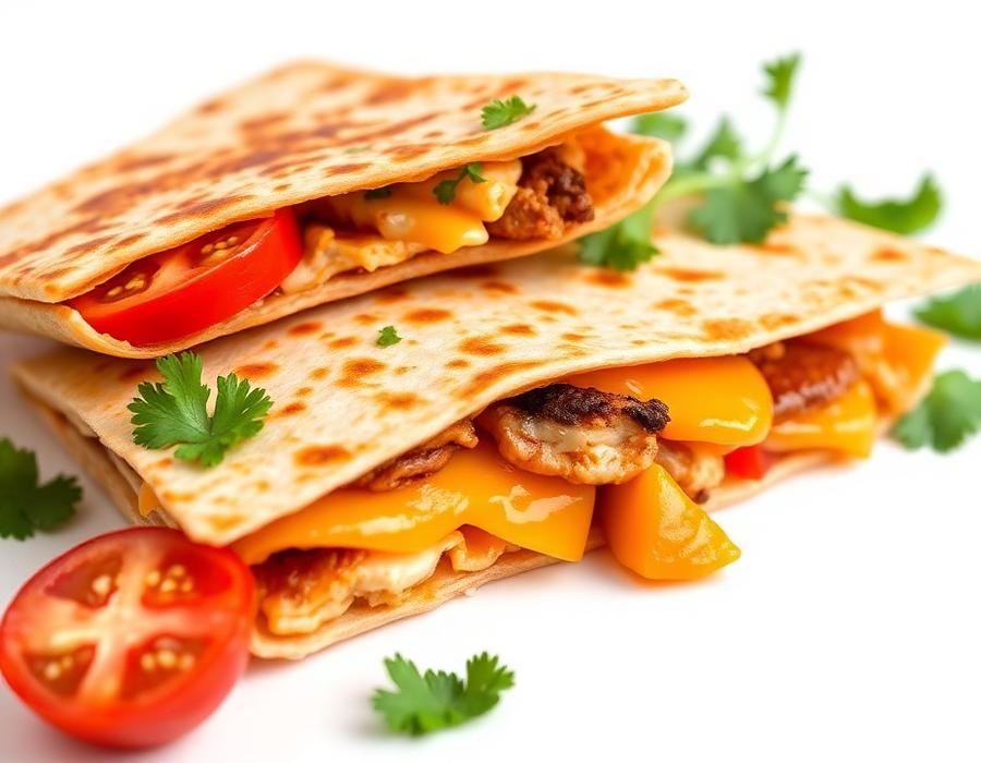 Fresh quesadilla with tomatoes and cheese